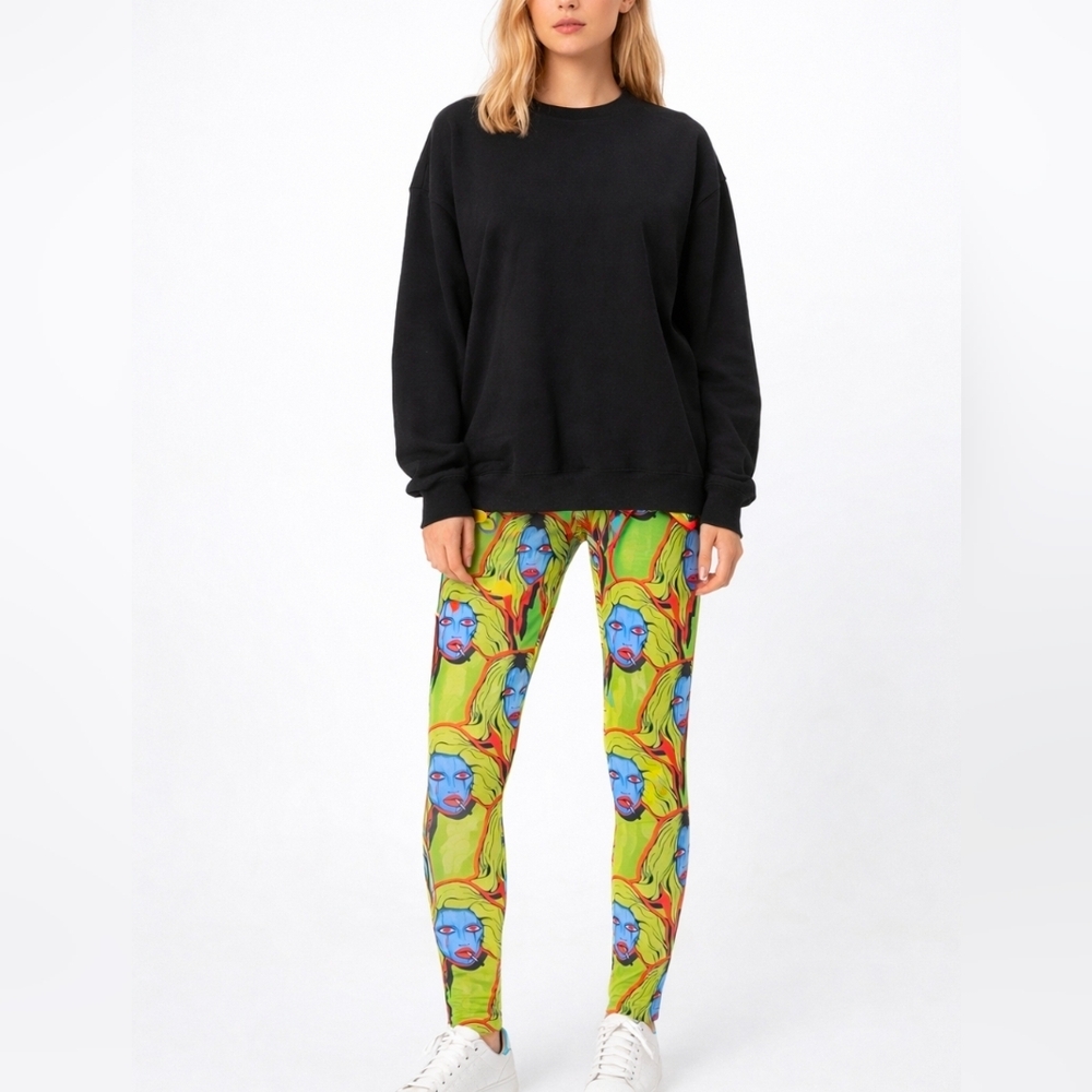 Patrick Church Unisex Graphic-print leggings "wearable art" "tattoo print"